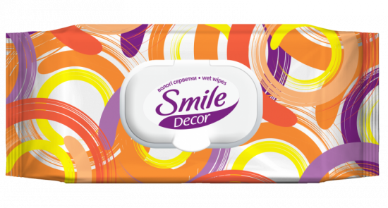 Вологі серветки з антибактеріальним ефектом 60 шт Smile Decor Flowers and Circles