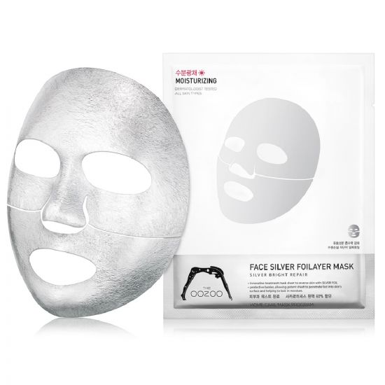 Серебряная фольга 3-х слойная экспресс-маска с термоэффектом THE OOZOO Face Silver Foilayer Mask