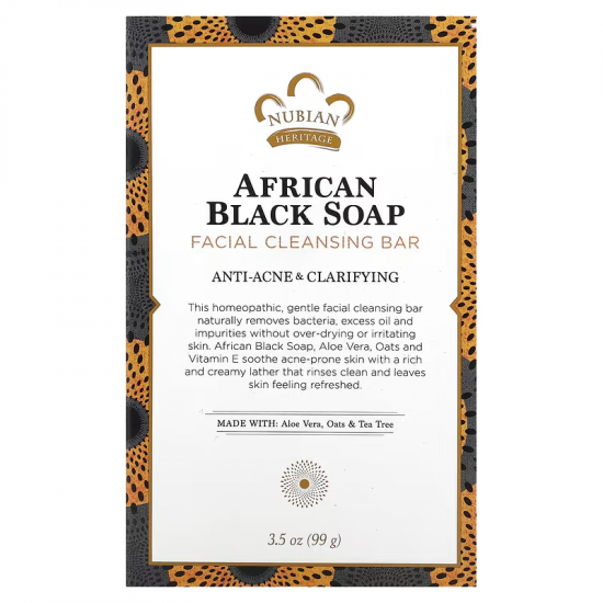 Чорне мило для проблемної шкіри обличчя Nubian Heritage African Black Soap Facial Cleansing Bar