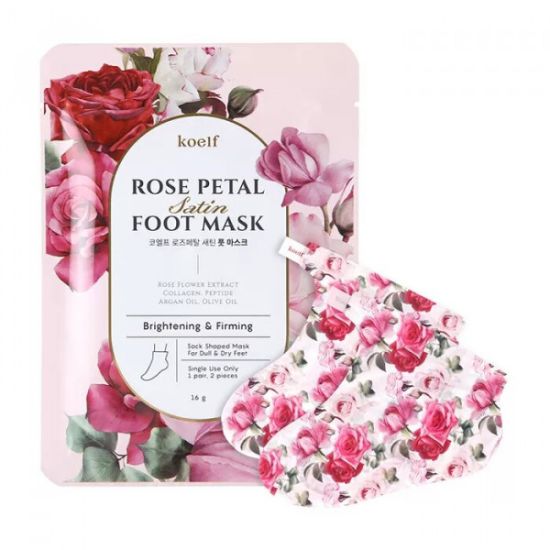 Зміцнююча маска-шкарпетки для ніг KOELF Rose Petal Satin Foot Mask
