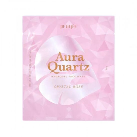Гидрогелевая маска для лица с экстрактом жемчуга и розой PETITFEE Aura Quartz Hydrogel Face Mask Crystal Rose 30g