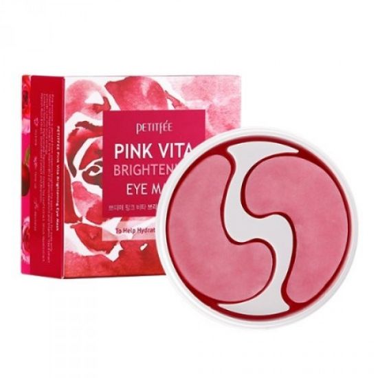 Патчи для глаз на основе розовой воды Petitfee Pink Vita Brightening Eye Mask