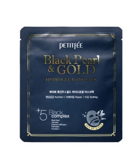 Гидрогелевая маска для лица с золотом и черным жемчугом Petitfee&Koelf Black Pearl & Gold Hydrogel Mask Pack